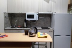 Мини-кухня для студии с холодильником